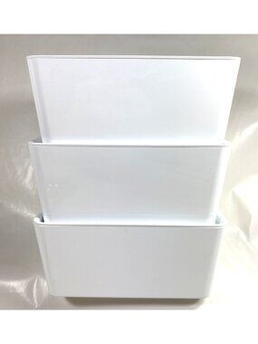 Ikea Kuggis White Stackable Storage Boxes Containers w Lids 5x7x3.75 Small